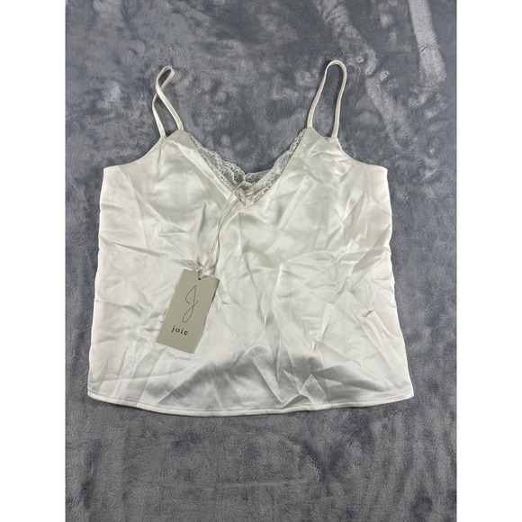 Joie Tops - Joie Womens XS White Satin Lace Trim V-Neck Cami Tank Top NWT